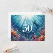 Scuba 50th birthday underwater birthday card  カード (正面/裏面インサイチュ)