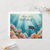 Scuba 50th birthday underwater birthday card  カード (正面/裏面インサイチュ)