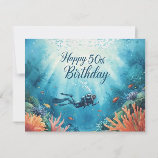 Scuba 50th birthday underwater birthday card  カード (正面)