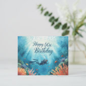 Scuba 50th birthday underwater birthday card  カード (スタンド正面)
