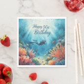 Scuba 50th birthday underwater birthday card  スタンダードランチョンナプキン (インサイチュ)
