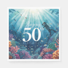 Scuba 50th birthday underwater birthday card 
