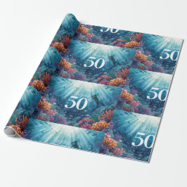 Scuba 50th birthday underwater birthday card  ラッピングペーパー