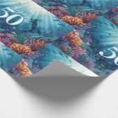 Scuba 50th birthday underwater birthday card  ラッピングペーパー (角)