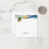 Scuba Cat Diving Blue Wet Suit ノートカード (正面/裏面インサイチュ)