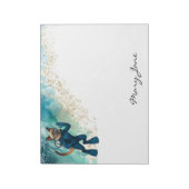 Scuba Cat Diving Blue Wet Suit ノートパッド (回転)