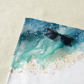 Scuba Cat Diving Blue Wet Suit with your name ビーチタオル (インサイチュ)