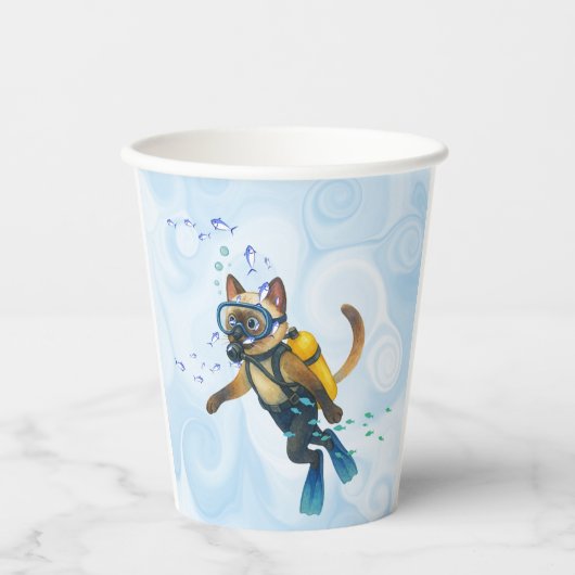 Scuba Cat is diving  Underwater  紙コップ (正面)