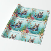 Scuba Cat Underwater Holiday  Merry Christmas  ラッピングペーパー (アンロールド)