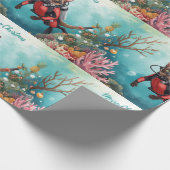 Scuba Cat Underwater Holiday  Merry Christmas  ラッピングペーパー (角)