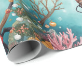 Scuba Cat Underwater Holiday  Merry Christmas  ラッピングペーパー (ロールコーナー)