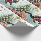 Scuba Cat Underwater Holiday  Merry Christmas  ラッピングペーパー (角)