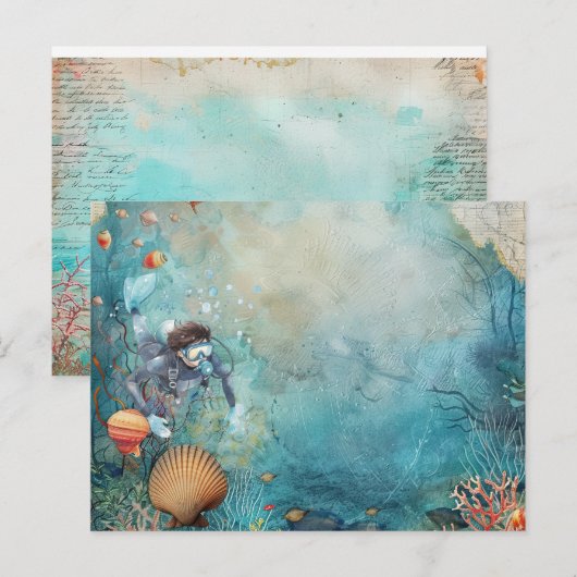 Scuba Diver Diving underwater  ポストカード (正面/裏面)