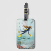 Scuba Diver Diving underwater  ラゲッジタグ (正面縦)