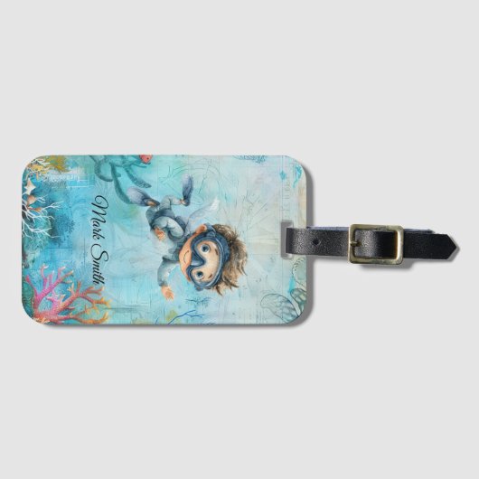 Scuba Diver Diving underwater ラゲッジタグ (正面横)