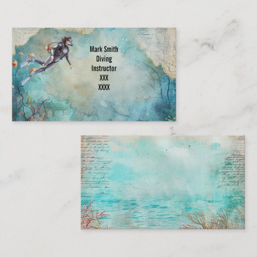 Scuba Diver Diving underwater 名刺 (正面/裏面)