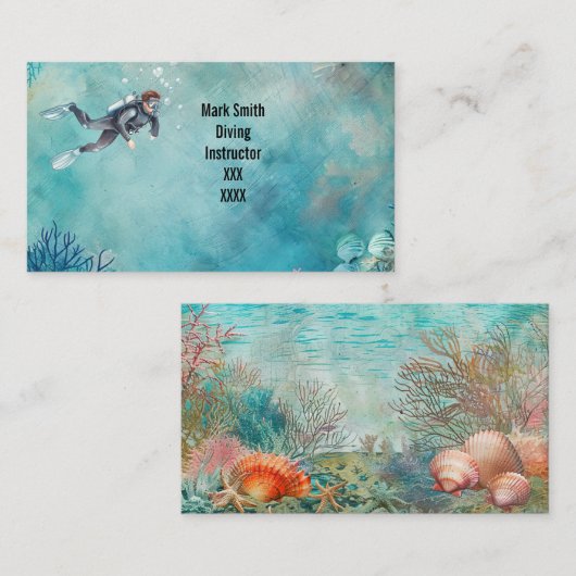 Scuba Diver Diving underwater  名刺 (正面/裏面)