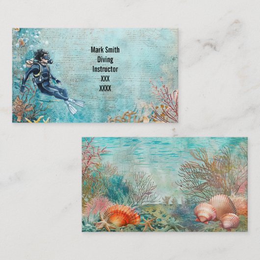 Scuba Diver Diving underwater  名刺 (正面/裏面)