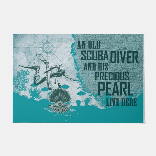 Scuba Diver Doormat、レトロマップ ドアマット (正面)
