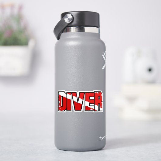 Scuba Diver Down Flag Weathered Sticker シール (HydroFlask)