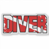 Scuba Diver Down Flag Weathered Sticker シール (正面)