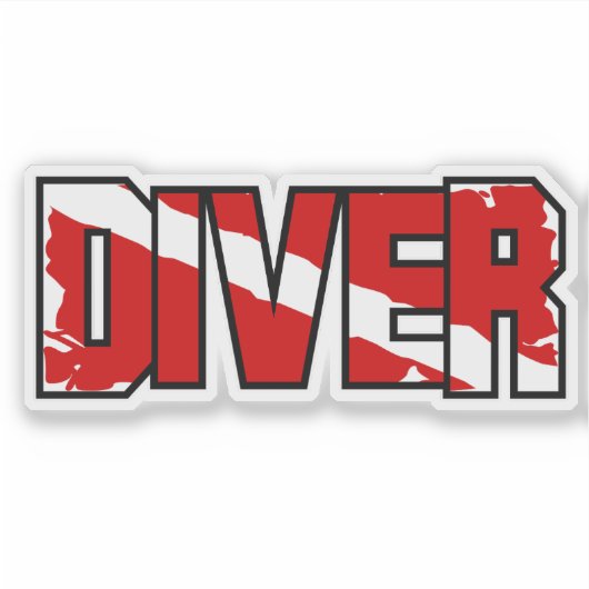 Scuba Diver Down Flag Weathered Sticker シール (正面)