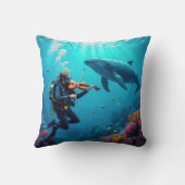 Scuba Diver Playing a Violin For a Whale クッション (裏面)