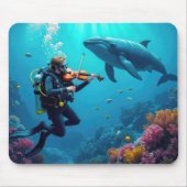 Scuba Diver Playing a Violin For a Whale マウスパッド (正面)