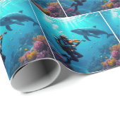 Scuba Diver Playing a Violin For a Whale ラッピングペーパー (ロールコーナー)