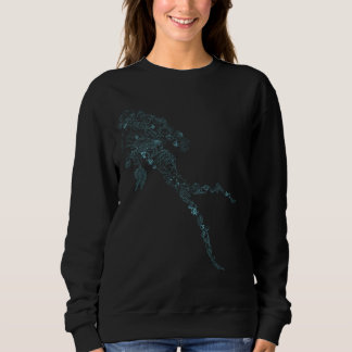 Scuba diver silhouette in blue marine life design スウェットシャツ