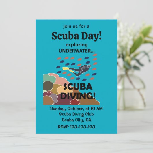 Scuba Diver Under The Sea Scuba Day 招待状 (スタンド正面)
