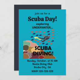 Scuba Diver Under The Sea Scuba Day 招待状