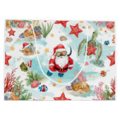 Scuba Diver Underwater Christmas Holiday  ラージペーパーバッグ (裏面)