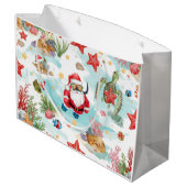 Scuba Diver Underwater Christmas Holiday  ラージペーパーバッグ (裏面アングル)