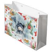 Scuba Diver Underwater Christmas Holiday  ラージペーパーバッグ (正面アングル)