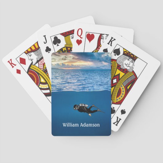 Scuba Diving at Sunset personalize トランプ (裏面)