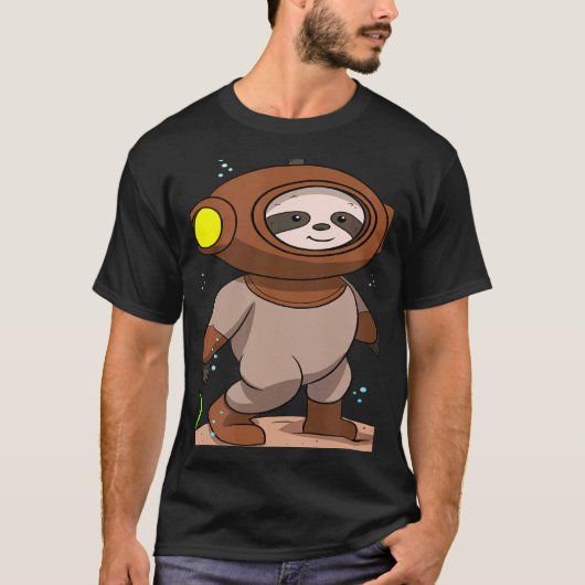 Scuba Diving Snorkeling Sloth Lazy Tired Dive Slee Tシャツ (正面)
