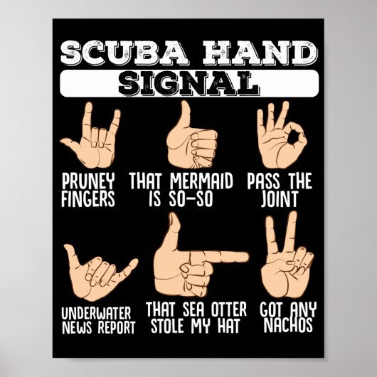 Scuba Hand Signals  Scuba Diving Diver ポスター (正面)