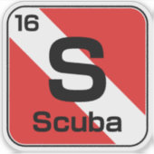 Scuba Periodic table dive flag sticker シール (正面)