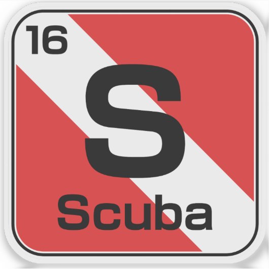 Scuba Periodic table dive flag sticker シール (正面)