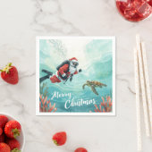 Scuba Santa Underwater Christmas スタンダードカクテルナプキン (インサイチュ)