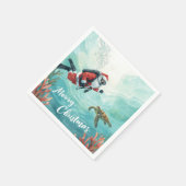 Scuba Santa Underwater Christmas スタンダードカクテルナプキン (角)