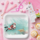 Scuba Santa Underwater Christmas ペーパープレート (パーティー)