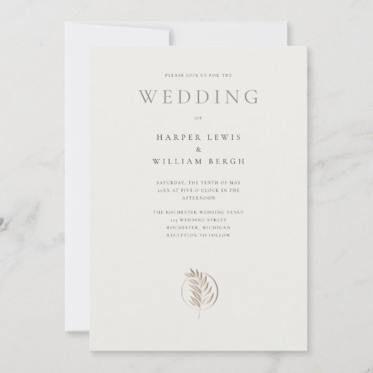 Sculpted ivory twig wedding 招待状 (正面)