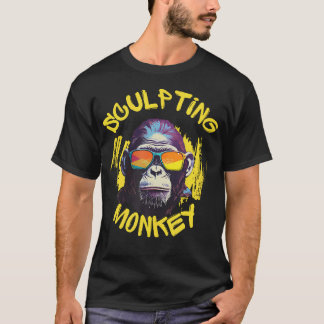 Sculpting Monkey Artist Creative Clay Modeling Pri Tシャツ