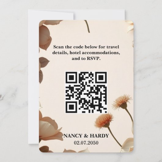 Sculptural Floral Neutral Wedding Invite 招待状 (裏面)