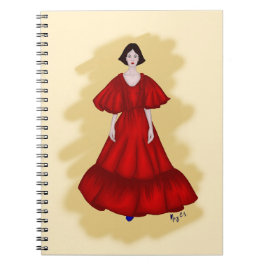 Sculptural Red Gown with Minimalist Mood ノートブック
