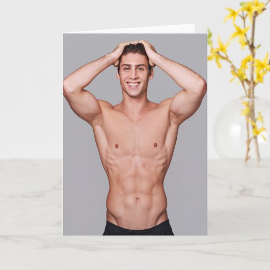 Sculptured Smile Hot Guy Greetings Card カード (黄色い花)