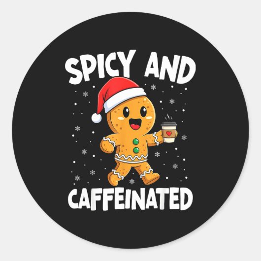 Scy And Caffeinated Coffee Women Gingerbread Chris ラウンドシール (正面)