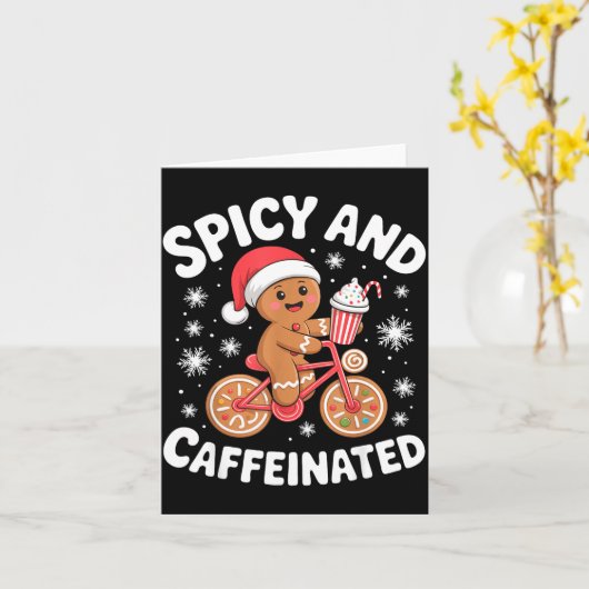 Scy And Caffeinated Gingerbread Funny Coffee Chris カード (黄色い花)